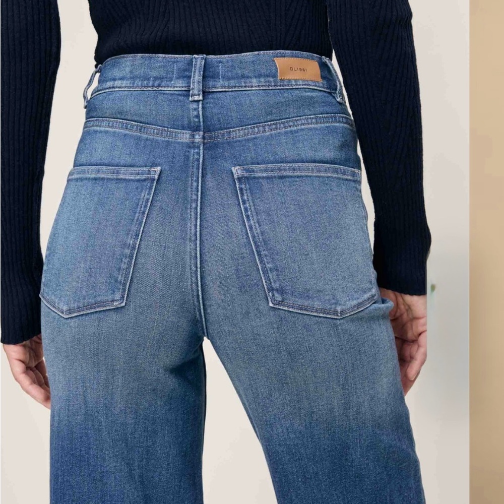 DL1961 Hepburn Wide Leg 32” Blue Jeans High Rise Orlena Wash Stretch Size 26 - Picture 4 of 13